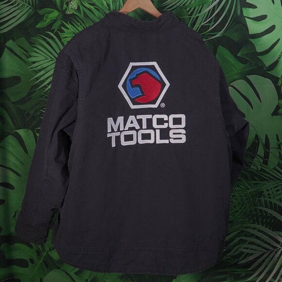 Mens Berne Matco Tools Zip up workwear Jacket big logo spell out embroidered - Picture 1 of 15